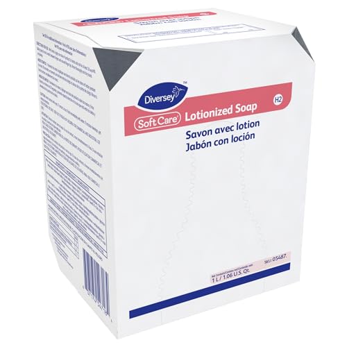 Image of Diversey 05487. Soft Care Lotionized Hand Soap, Moisturizing Pink Pearlized BIB Cartridge Refill for Elite Dispenser, Floral Scent, 1000-mL, 33.8-oz (Pack of 12)