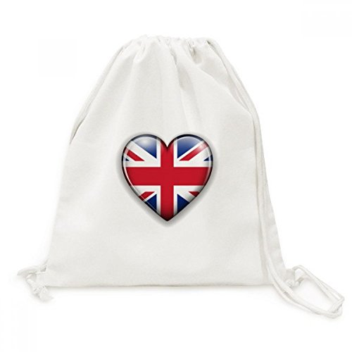 Sac cordon Toile Drawstring Backpack Union Jack Coeur Voyage