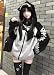 ISMT TZ TM Y2K Cat Ear Hoodie for Girls Oversized Zip Up Sweatshirt with Fishbone Print Kawaii Harajuku Streetwear Jacket (Small) Black