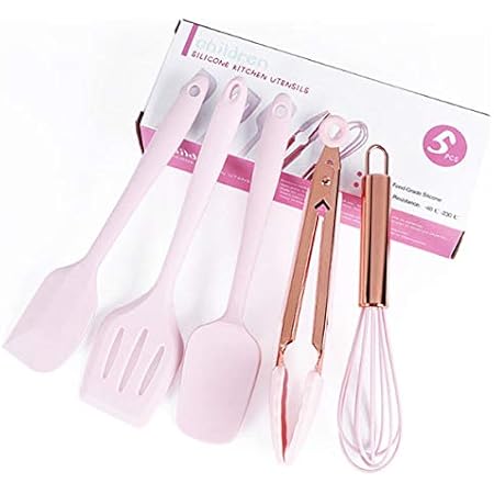 Amazon Com Lnndong Pink 5 Piece Children S Mini Silicone Kitchenware Tool Set Silicone Scraper Shovel Set Cake Baking Kit With Spatula Egg Mixer And Clip Small Kitchen Utensils Kitchen Dining