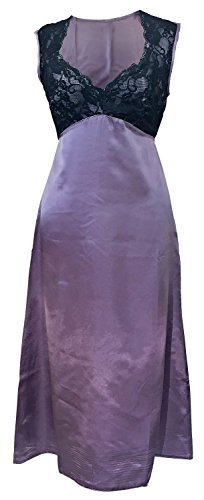 Women's Luxury Satin Nightgown With Lace (8 Us, Purple) #TOP1