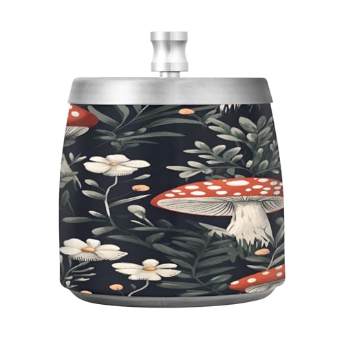 Röda svampar vita blommor rökning kopp askfat, camping askfat med lock, hem askfat snub out