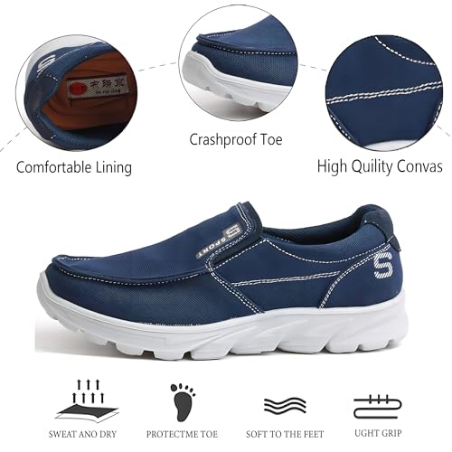 Men's Fashion Canvas Loafers Casual Lightweight Breathable Stretch Flats Outdoor Walking Fit Shoes2
