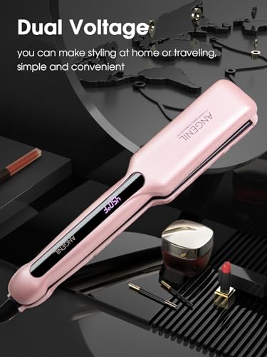 Image of ANGENIL Straighteners Curls and Straightening, 4.1 cm Wide Plates, Hair Straightener, Straightener, Ceramic Ion Technology, 150 C - 230 C, Dual Tension, Heat Protection Mat for Straighteners Bag