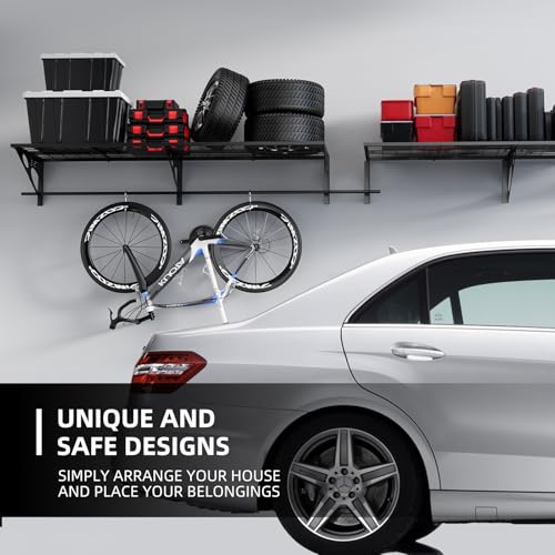 Blasinc XX-BGJ01 24 X 60 In Garage Shelving.Holds 150 Lbs Garage Wall Shelving.Sturdy Garage Shelves Wall Mounted Black thumb #4