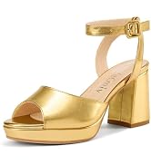 NobleOnly Chunky Heel Ankle Strap Sandals for Women Wedding Party Prom 5.9 Inches