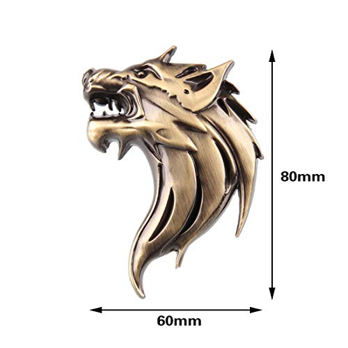 Teemous Metal Wolf Head For Car Decoration Modified Car Stickers Scratches Block Creative Personality Bronze Gold 1PC (Head Left) by Teemous - Image 6