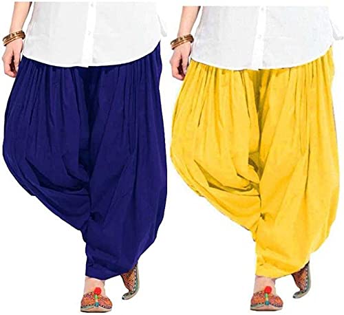 NOBHOB woman's plain cotton patiala salwar combo of 2 (free size) patiala || patiyala || patiala pants || cotton patiala || patiala combo (multicolour)