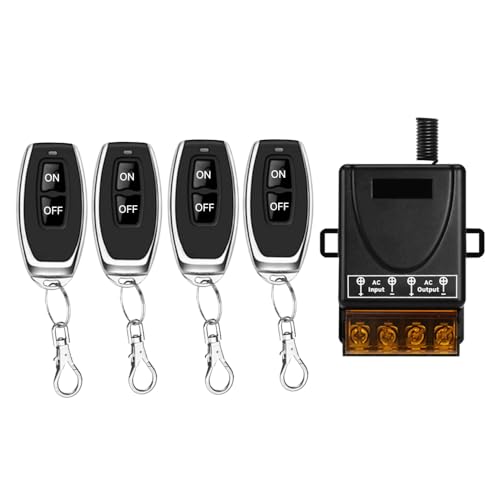 Cerhot AC 220V/230V/240V 100m 30A haute performance Interrupteur de lumière extérieure Interrupteur à télécommande sans fil pour pompe à eau Éclairage (100m 4V1 AC 100V-240V)