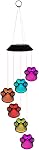 Pierres solaires de vent en extérieur Paw Print LED Vent Chime Lampe Couleur Changement de vent Chimes pour l'extérieur imperméable solaire Éclairage de vent pour extérieur Patio Jardin Décor
