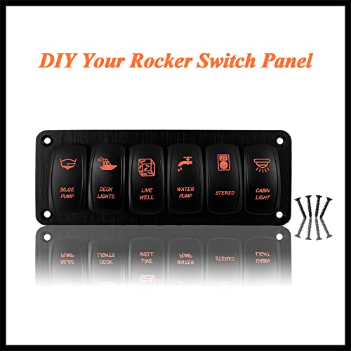 Image of 6 Way Customize RV Rocker Switch Panel Amber Led Boat Switch Panel Waterproof for Marine Yacht Motorcycle Polaris Can Am Commander Dashboard IP66