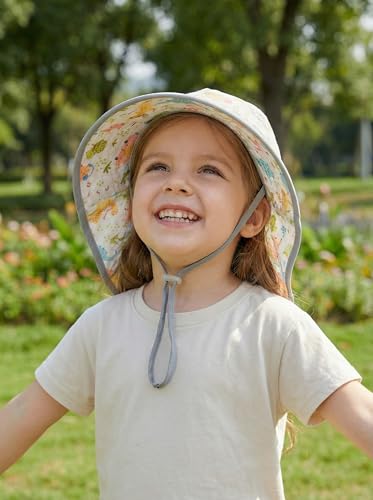 Image of icolor Kids Sun Hat UPF50+ Sun Protection Bucket Hat Toddler Summer Beach Play Hats with Neck Flap for Girl Boy Ages 3~10