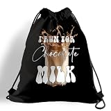GXJGWSQ Lightweight Drawstring Sport Bag, Run Bag - I Run for Chocolate Milk, Funny Drawstring Backpack, Waterproof Cinch Bags for Jogging, Marathon, Training, Practical Gifts to Runners 033