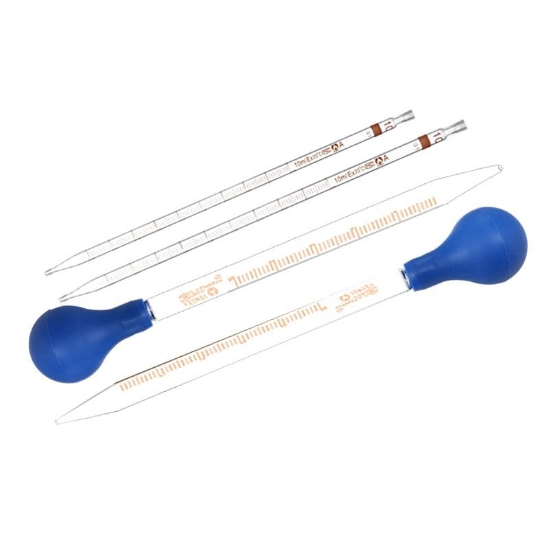 5pcs Pipettes en Verre Graduées Précision 0,1ml Marquage Annulaire avec Poire 1–50ml Verrerie de Laboratoire(20mL 40cm)