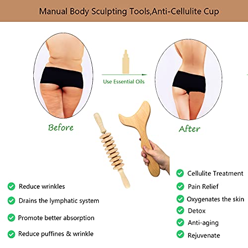 Wood Therapy Massage Tools Wooden Gua Sha Kits Maderoterapia Kit Body Sculpting Tools Wood Massager Roller For Relax Muscles (2) #TOP2