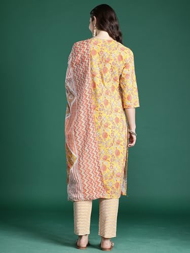 Image of INDO ERA Women Pure Cotton Kurta Set with Dupatta | Festive Suit Set, 11047