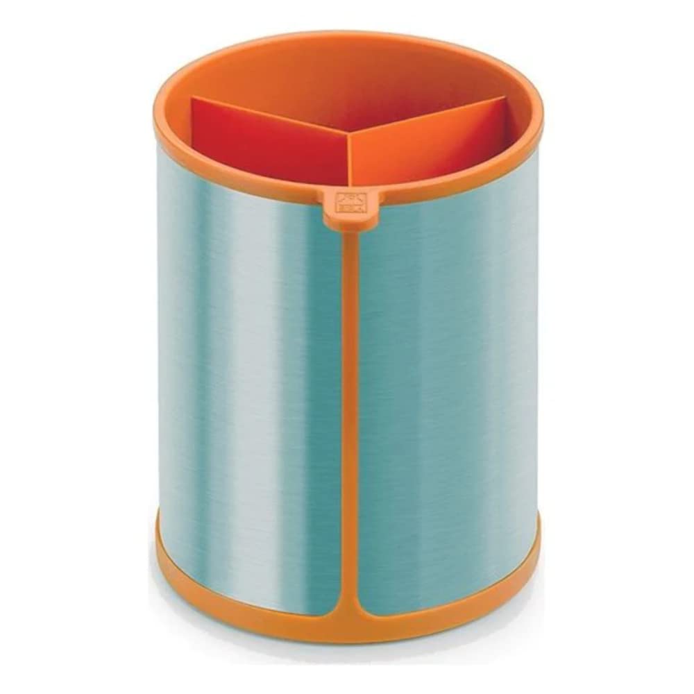 BRA Efficient | Set mit 5 Küchenutensilien und Karussell, Edelstahl | Nylon und Silikon, Orange, 14, 5 x 15 x 37