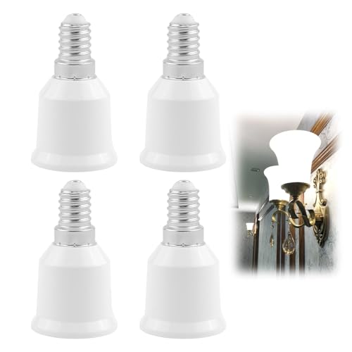 4 Piezas E14 to E27 Adaptador Bombilla, Base de Lámpara Socket Adapter, Socket Convertidor de Lámpara para Bombillas LED y Halógenas Incandescentes CFL