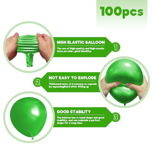Image of Green Balloons Birthday Party Balloons - 100 Pack Balloon 12 inch for Christmas Green Themed Wedding Graduation Birthday Party Backdrop Decorations