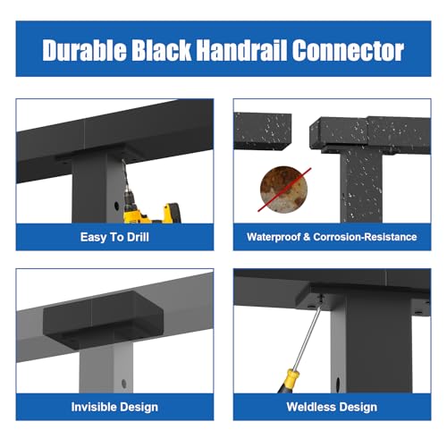 Accessoires main courante plate noire connecteur extension rigide