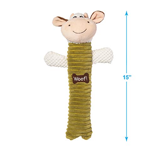 Image of Best Pet Supplies Log Plush Toy With 3 Textures and 2 Squeakers - Interactive for Small and Large Dog Breeds - Sheep, Monkey and Cow Bundle, Large
