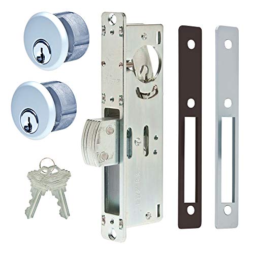 Deadbolt Lock 31/32" Backset, 2 Mortise Cylinders 1" Keyed-Alike Compatible With Schlage C Keyway (Aluminum), 2 Faceplates (Aluminum/Dark Bronze) #TOP23