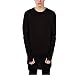 OLRIK Mens Hip Hop Free Styles Swag Stage Curved Hem Long Sleeve T Shirt Black M