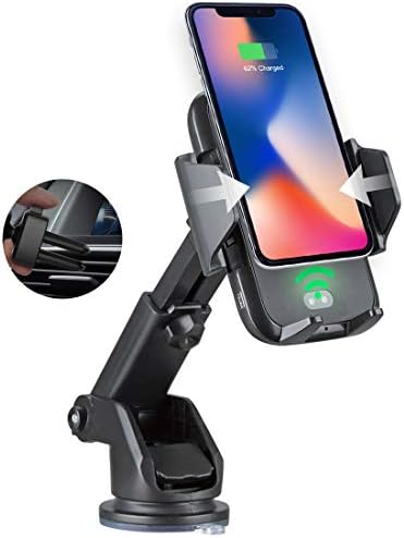 Crystone Wireless Charging Car Mount Automatic Clamps, Air Vent Dashboard Cell Phone Holder for iPhone X, 8/8 Plus, Samsung Galaxy Note 9/8, S9/S8/S7/S6 Edge and Other Qi-Enabled Phones