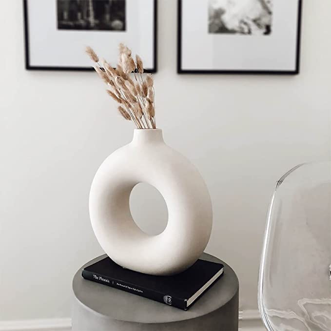 Image of White Donut Ceramic Vase 8 inches