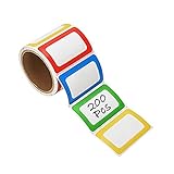 PAPRMA Nametag Labels, 200 Colorful Plain Name Stickers, Name Tags Stick On for Kids, Wall, Desk, Clothes, 3 1/2 X 2 1/4, 1 Roll