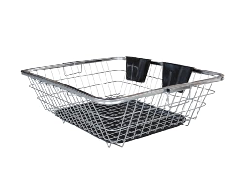 Image of Steel Drainer Tray Basket (64x47x23) Stainless Steel Dish Drainer Rack with Drip Tray /Utensil Drying Stand for Kitchen