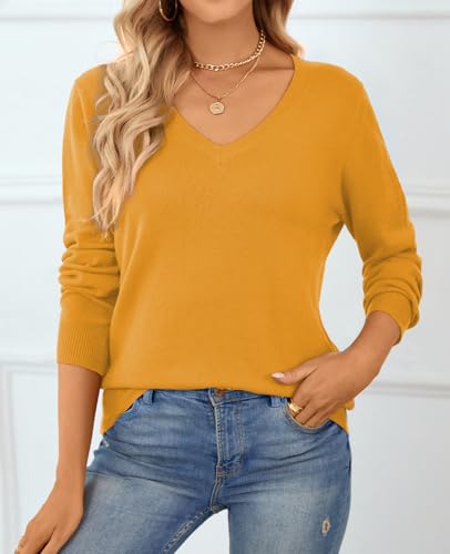 Image of QUALFORT Women's 100% Cotton Sweater, Basic Lightweight Long Sleeve Pullover