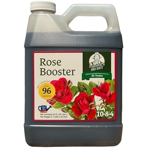 Farmer's Secret Rose Booster Fertilizer (32oz) - Super Concentrated - Formulated for All Types of Roses Throughout The Life Cycle - Encourages Healthy Growth and Vibrant Blooms Cover