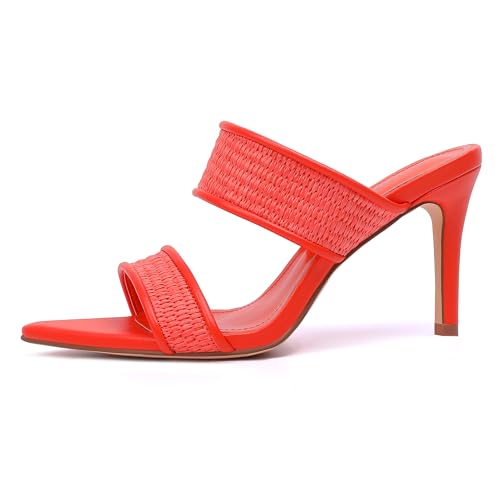 Image of vivianly Clear Pointed Toe Heels Sandals Transparent Strap Stiletto High Heels Slip on Mules for Women