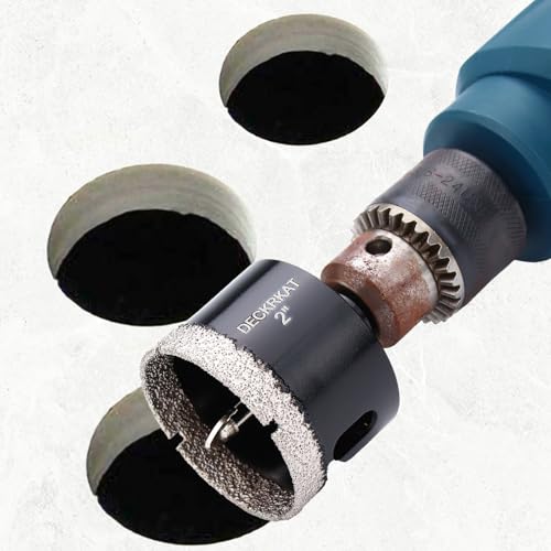 DECKRKAT 2\" Diamond Hole-Saw Bits with Pilot Drill Bit - 2\" Diamond Tipped Tile Hole Saws with Guiding Bit Accurate Drilling for Porcelain Tile Ceramic Pottery Granite Stone Glass Bottles 50mm