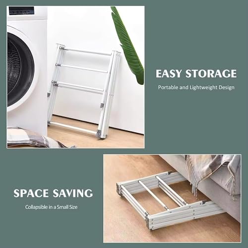 Image of ANTARYAMI 3-Tier Expandable Collapsing Foldable Laundry Drying Rack Cloth Drying Stand Balcony Stainless Steel Window Stand Bathroom Garden Indoor Outdoor Space-Saving (White)