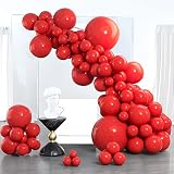 PartyWoo Luftballon Rot, 102 Stück Ballon Girlande Rot Satz von Ballons Rot 18 Zoll 12 Zoll 10 Zoll 5 Zoll, Luftballon Girlande Rot für Deko Geburtstag, Deko Babyparty , Deko Hochzeit, Partydeko