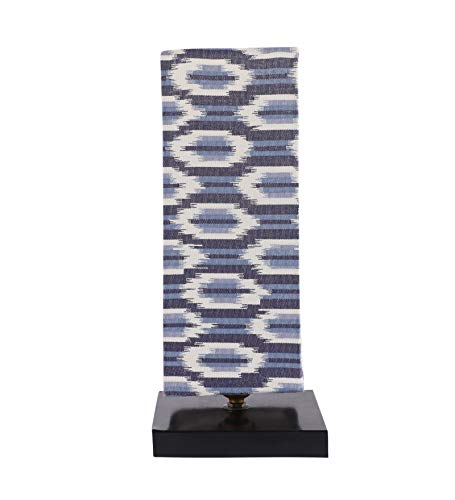 Image of tu casa Table Lamps Black Metal Base with Blue White Cotton Ikat Print Shades for Home Decor Bedrooms Living Room Gifting Diwali Decoration Dining Space Study Room Restaurants (H-12)