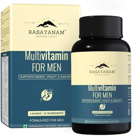 Rasayanam Multivitamin for Men | 52 Ingredients with 100% RDA of Vitamins & Minerals | Energy, Immunity, Performance, Bone, Joint & Heart Health | Daily Multivitamin Tablet for Men - 60 Tablets