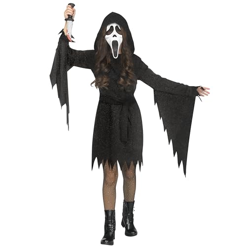 Fun World Girls Glitter Ghost Face Costume Medium Black