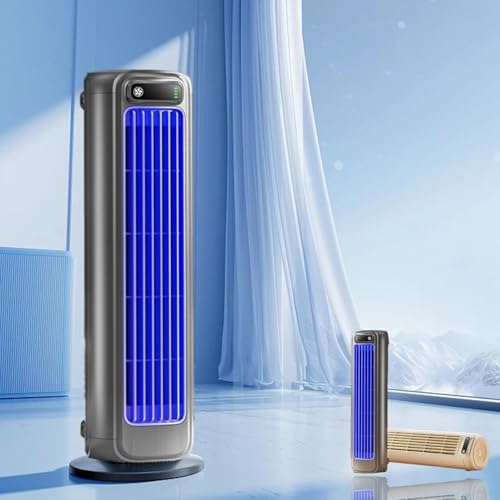 Brizac Air Conditioner, Qinux BrizaAC - Portable Cooling Fan with 3 Speeds, LED Touch Screen & 24h Rechargeable Battery, Air Circulation and Comfort Cooling (Gray)