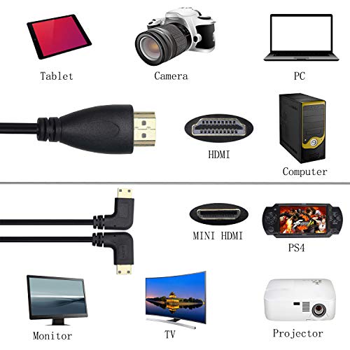 Mini-HDMI-zu-HDMI-Kabel, Mini-HDMI-Stecker, 90 Grad, links und rechts auf HDMI-Stecker, 50,8 cm, 2 Stück - Image 7