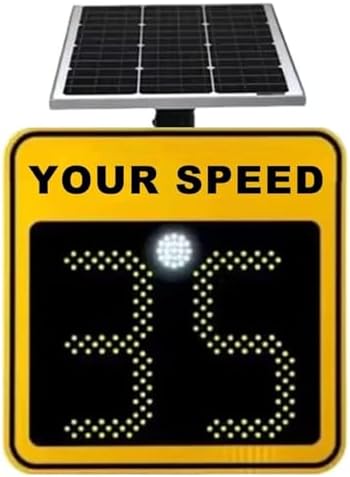24" Solar Powered LED Speed Limit Sign, Waterproof Radar Feedback Display for Streets & Neighborhoods, High Visibility Traffic Management Solution