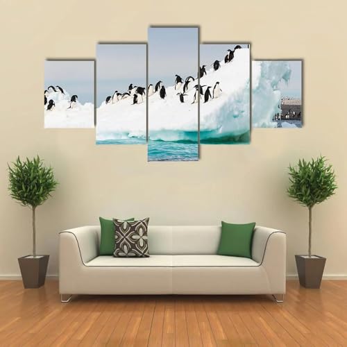 Deco murale salon 5 parties grand tableau pour habiller un grand mur vide