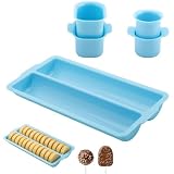 Cake Pop Formen Set ABS Ausstecher und Stopfer mit Doppelhohlraum Tablett Rundes Cake Pops Maker Nicht 3D-Gedruckt cake pop Form Backen für Desserts Zuhause Geburtstage Partys Hochzeiten (Blau)