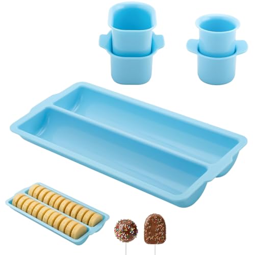 Moule à Cake Pop avec Plateau Moules à Bâtons Pops en ABS Non Imprimé en 3D Cupcake Moule à Gâteau Ronds pour Pâtisserie Desserts au Chocolat Bonbons Outils de Cuisson Bricolage (Bleu)