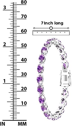 Belinda Jewelz Amethyst Tennis Bracelet Gift For Women Classic Jewellery 925 Sterling Silver Oval Gemstone Accent Sparkly Elegant Timeless Fine Luxury Jewelry Accessories, 8.5 Carat, 7 Inch For Girl #TOP3