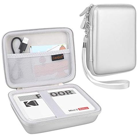Canboc Photo Printer Case for Kodak Mini 3 Retro 3x3” Portable Photo Printer & Kodak Mini Shot 3 Retro 2-in-1 Instant Camera Photo Printer, Mesh Bag fits Cartridges Photo Paper USB Cable, Grey Cover