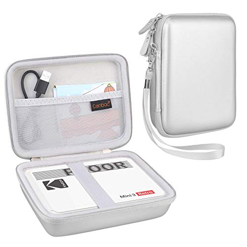 Canboc Fotodrucker-Hülle für Kodak Mini 3 Retro 7,6 x 7,6 cm Tragbarer Fotodrucker & Kodak Mini Shot 3 Retro 2-in-1 Sofortbildkamera Fotodrucker, Netztasche passt Patronen Fotopapier USB-Kabel, Grau Cover