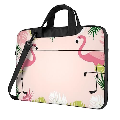 Sac à bandoulière flamants roses Noir 15.6 inch TOMPPY